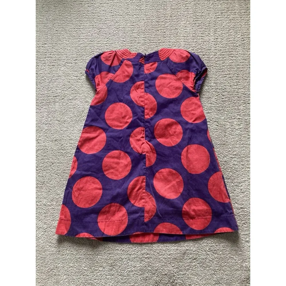 MINI BODEN Classic Big Polka Dot Shift Dress Smocked Style Collar Pockets 5-6 yr